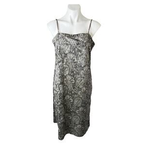 Y2K Paisley sequin spaghetti strap dress plus size 1X Taupe Black velour